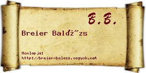 Breier Balázs névjegykártya